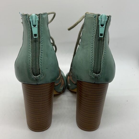 Trendy Mi.im Prague Teal Gladiator Style Sandals Size 7.5 Block Heel - Picture 4 of 13